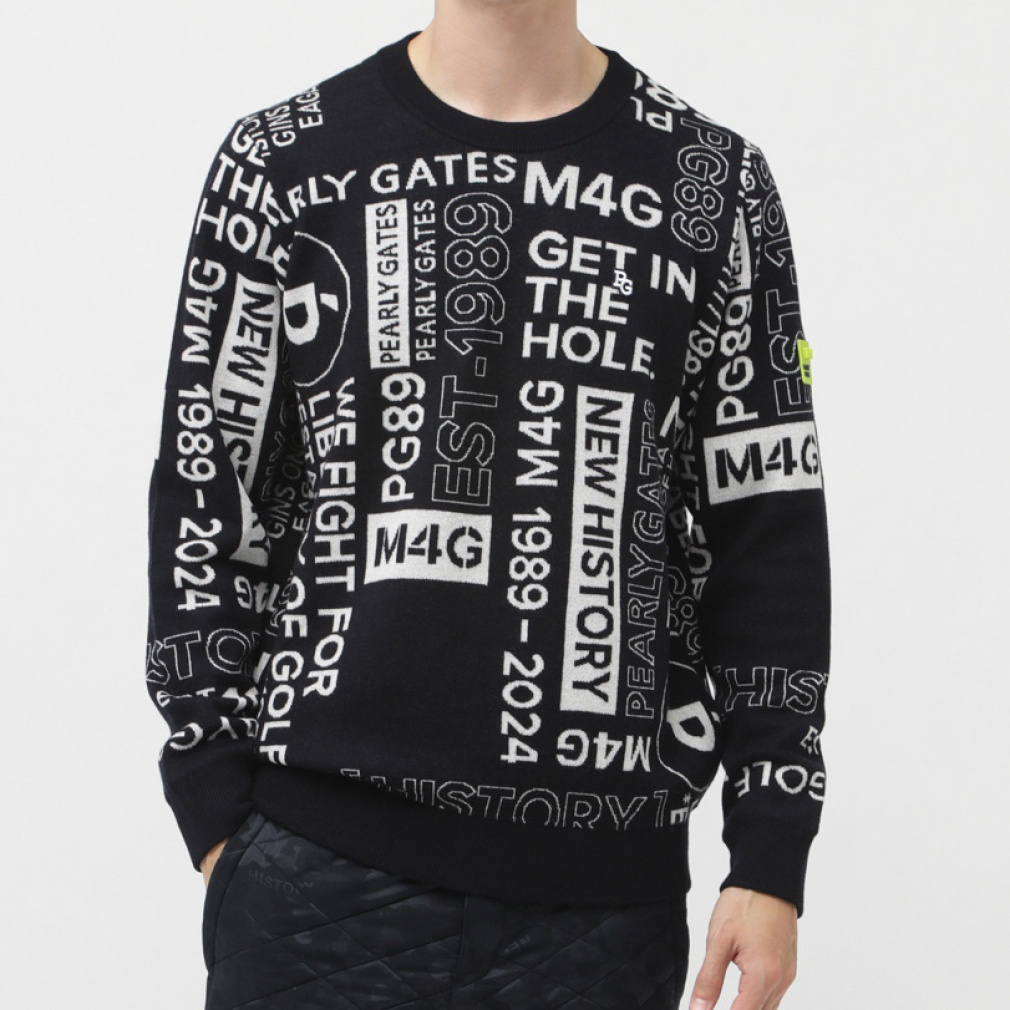 パーリーゲイツ ゴルフウェア 長袖セーター 秋 冬 NewHistoryロゴ柄