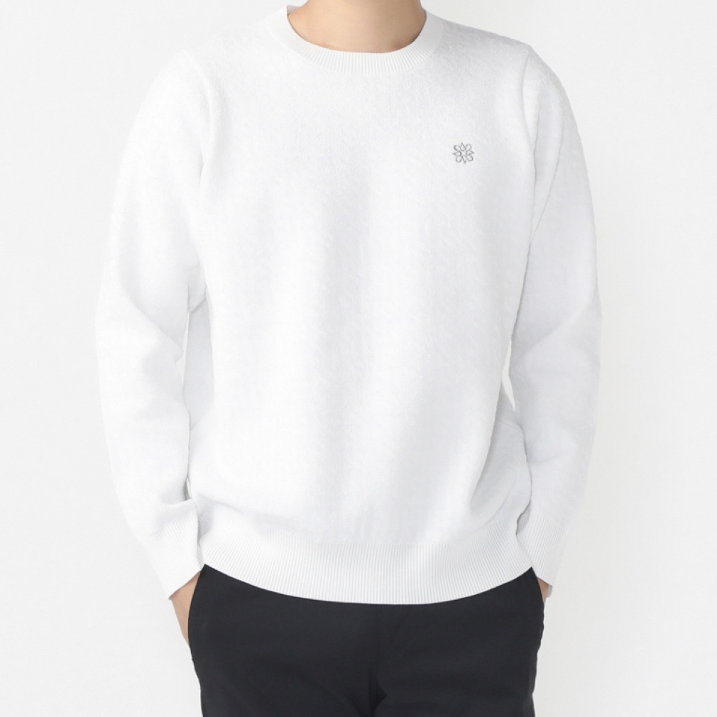 St ANDREWS ジャガードプルオーバーニット STAロゴ 総柄 白 M St ANDREWS ジャガードプルオーバーニット STAロゴ 総柄 白 M