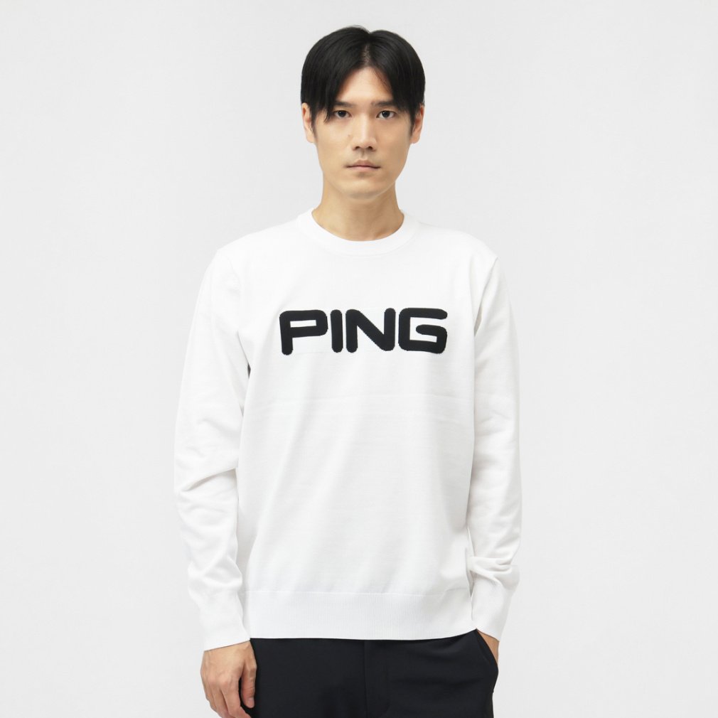 ピン ゴルフウェア 長袖セーター 秋 冬 10カラークルーネックニット