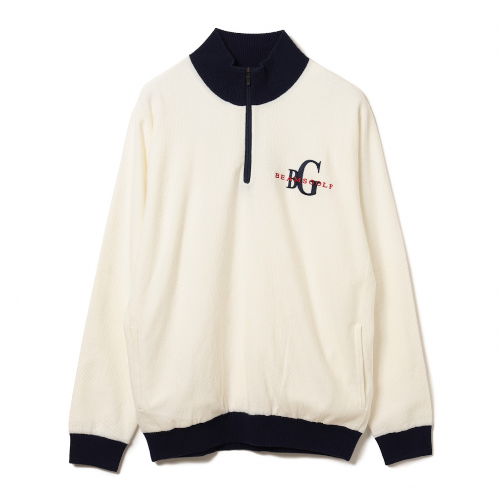 ビームスゴルフ ゴルフウェア 長袖セーター 秋 冬 ORANGE LABEL / エアシャット 裏付き ハーフジップ プルオーバーニット (8215005064) メンズ BEAMS GOLF