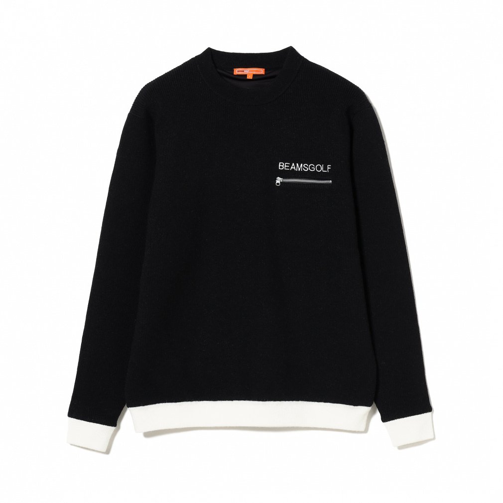 ビームスゴルフ ニット タートルネック 裏地付き ロゴ ホワイト Mサイズ ビームスゴルフ ニット タートルネック 裏地付き ロゴ ホワイト M