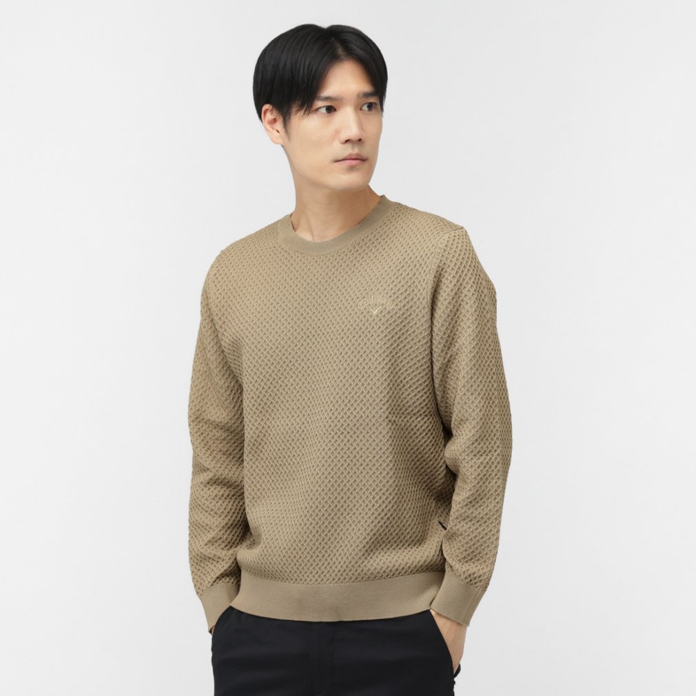 キャロウェイ ゴルフウェア 長袖セーター 秋 冬 リンクス編クルーネックニット (C25218140) メンズ Callaway