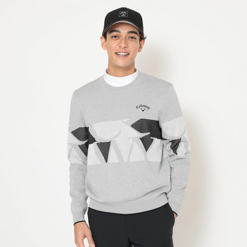 キャロウェイ ゴルフウェア 長袖セーター 秋 冬 ロゴジャカードクルーネックニット (C25218102) メンズ Callaway