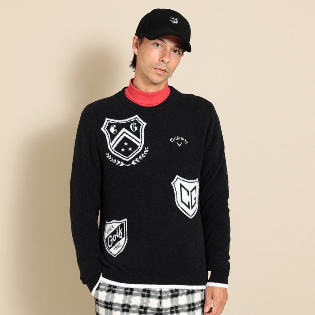 キャロウェイ ゴルフウェア 長袖セーター 秋 冬 クルーネックニット (C23218105) メンズ Callaway