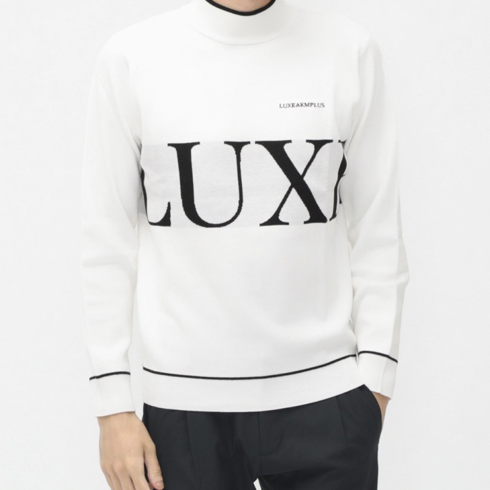 NXGCPCGvX StEFA Z[^[ H ~ BIG LOGO MOCK NECK KNIT (LAK-24052) Y LUXE AKM PLUS