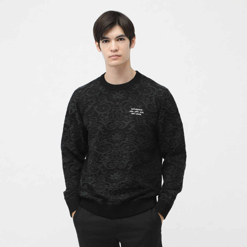 サタデーズニューヨークシティ ゴルフウェア 長袖セーター 秋 冬 Jacquard L/S Knit (BGM64710) メンズ SATURDAYS NEW YORK CITY
