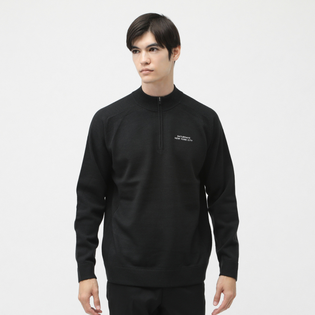 サタデーズニューヨークシティ ゴルフウェア 長袖セーター 秋 冬 Half Zip Knit (BGM64730) メンズ SATURDAYS NEW YORK CITY