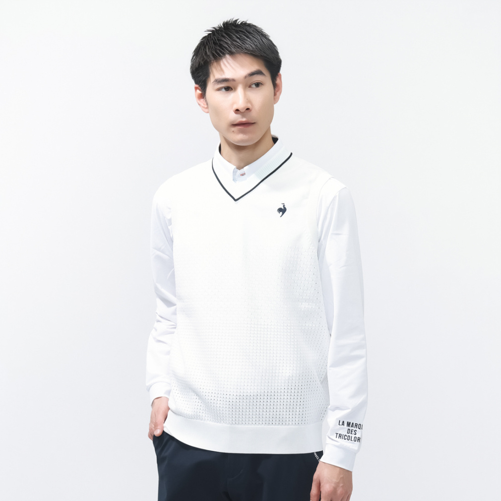 ウォッシャブルVネックニットベスト LG6SVE50M(ホワイト-M)