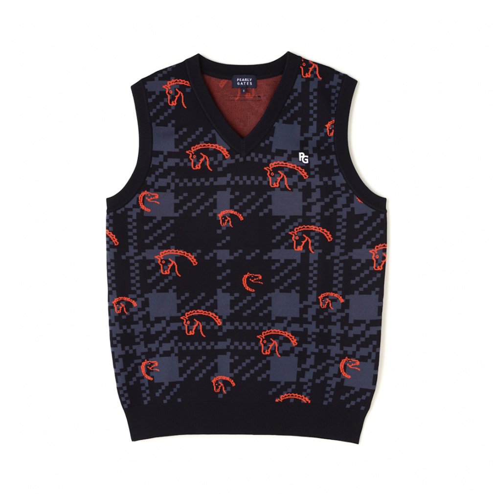 パーリーゲイツ ゴルフウェア ベスト 秋 冬 ポリエステルヤーンmm 線画