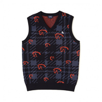 パーリーゲイツ　メゾンロゴ柄　ベスト パーリーゲイツ ゴルフウェア ベスト 秋 冬 ポリエステルヤーンmm 線画