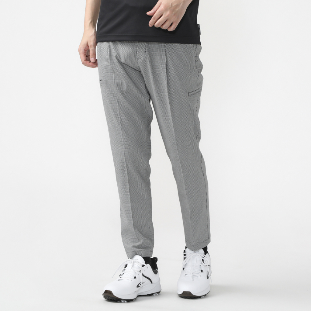 多ポケット千鳥ワイドテーパードクロップドパンツ TR