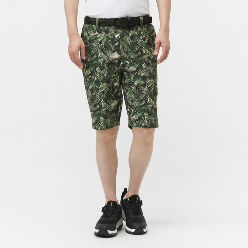 遮熱UVカットミニヘリンボンプリント柄ショートパンツ TR-1P1175SP(カーキ-3XL　メンズ)