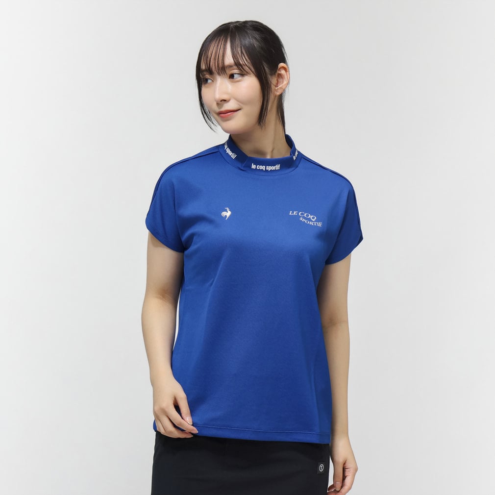 【ワイドシルエット】モックネックシャツ LG6SHS53L(ブルー-S)