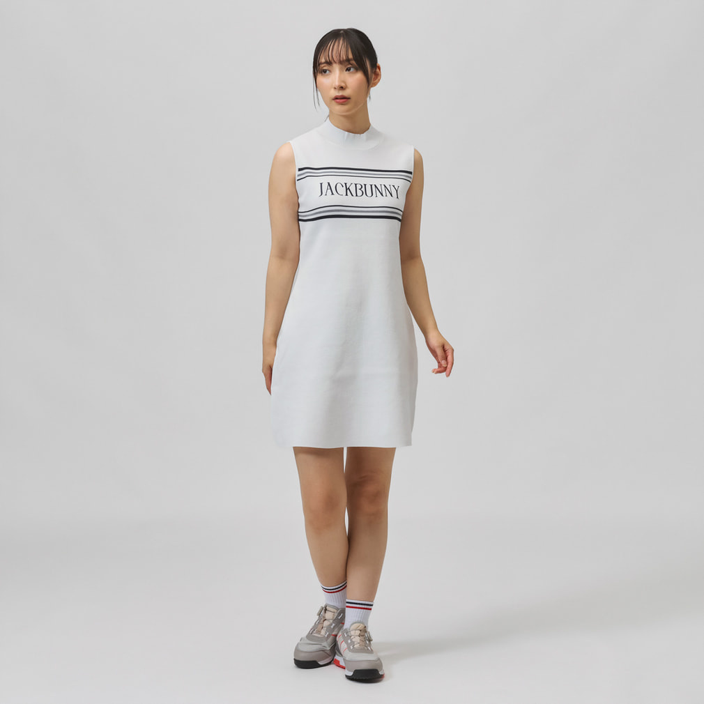 【美品✨】JACKBUNNY★膝丈★ゴルフ★ノースリーブワンピ★ ジャック バニー レディース ゴルフウェア 半袖ワンピース 秋 冬