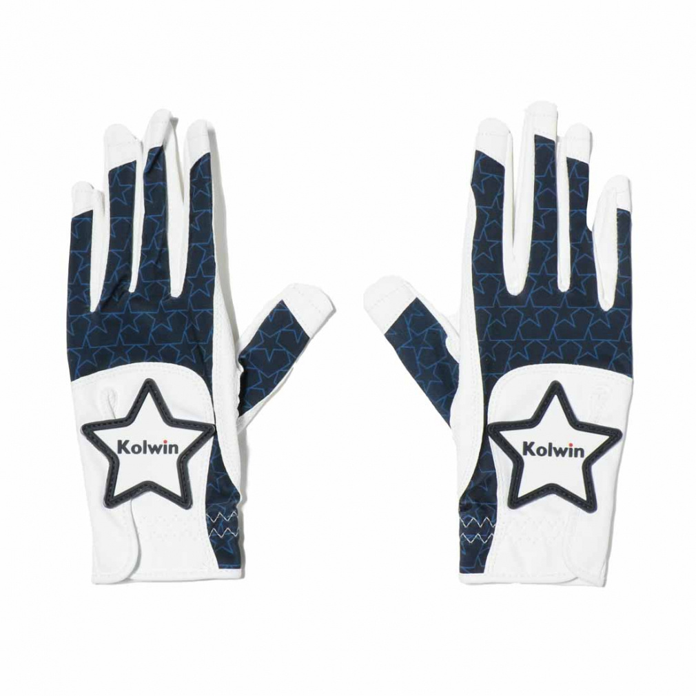 ネイルスルーグローブ両手用 KO-1G2026N(ホワイト×ネイビー-S)