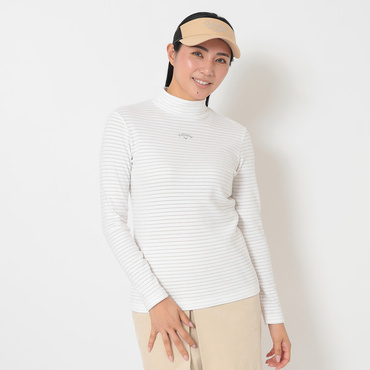 長袖裏起毛ラメボーダーモックネックシャツ C26233205