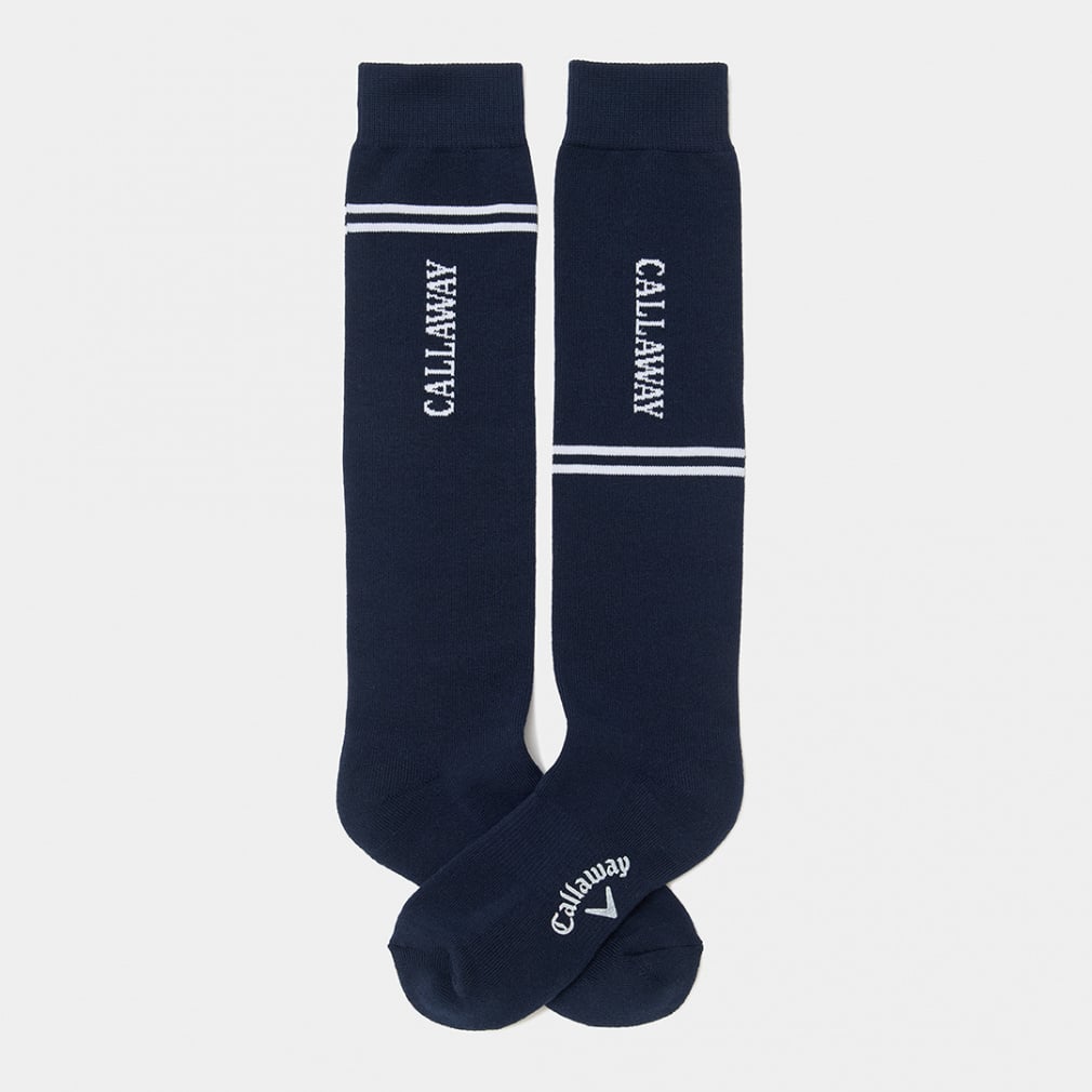 アシンメトリーデザインハイソックス C26193210(ネイビー-FREE)