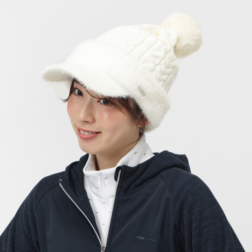ティゴラ レディース ゴルフウェア ニット帽子 秋 冬 ツバ付きニット