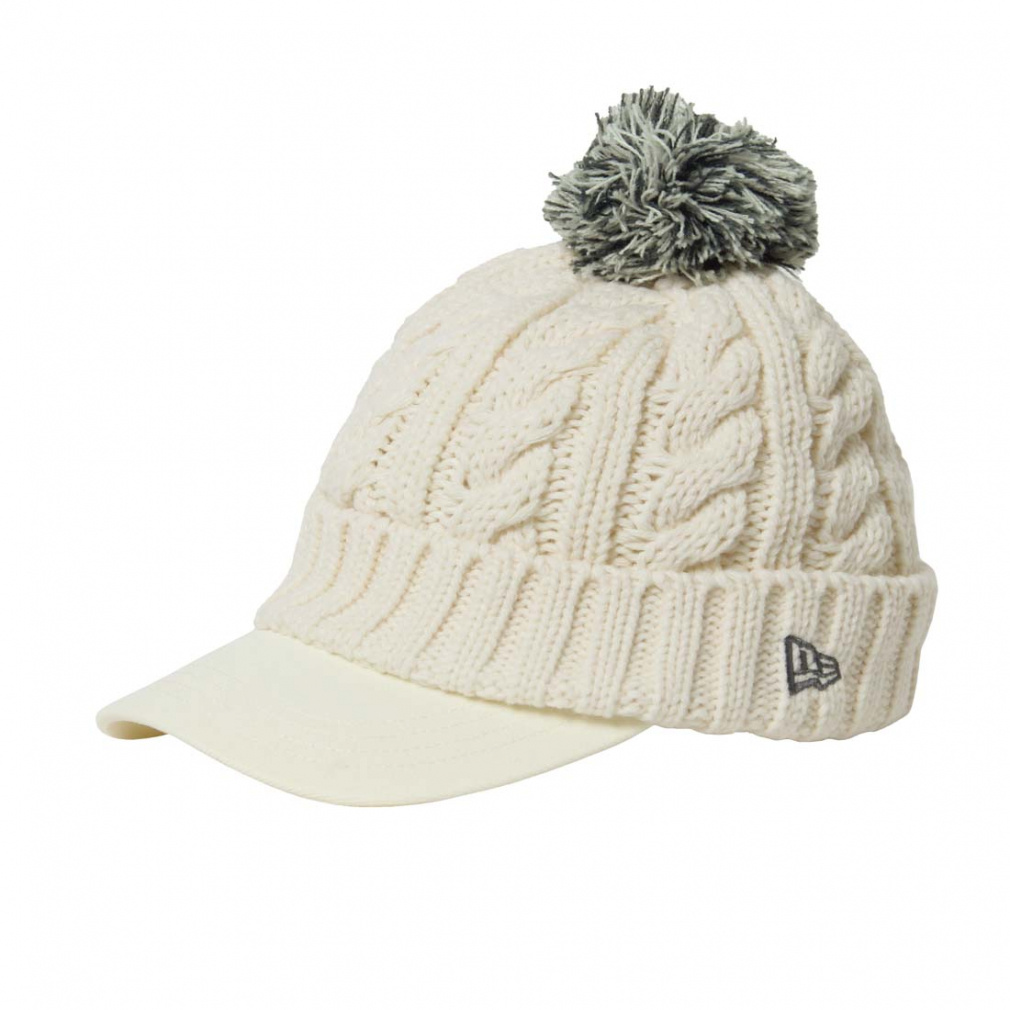 ニューエラ レディース ゴルフウェア ニット帽子 秋 冬 GFW VISOR KNIT POM OFF (14668992) NEW ERA