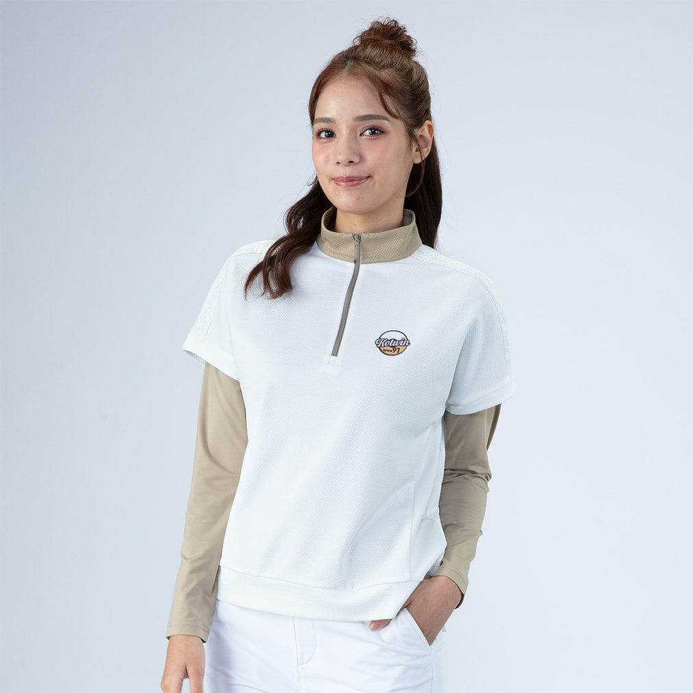 ハーフジップセットシャツ KO-1L2016Z2P(ホワイト-M)