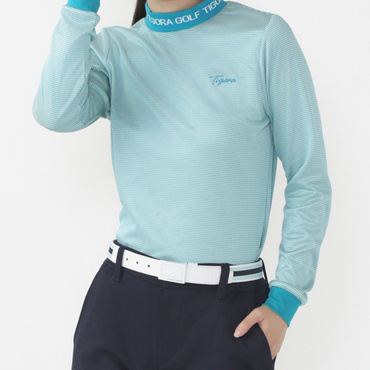 長袖ジャカードモックネックシャツ 千鳥柄 ストレッチ 吸水速乾 UVカット 長袖 モックネック TR-1L2524H