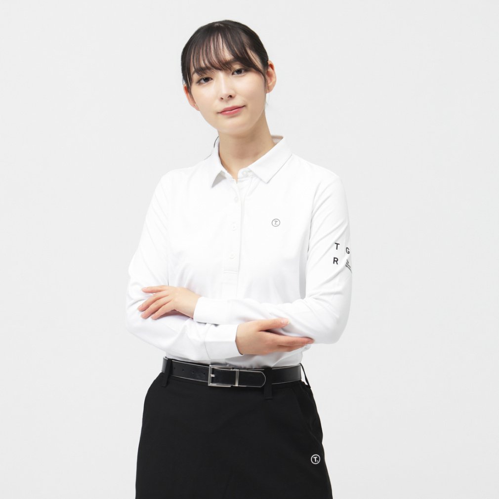 d.i.a ダイヤ ホワイト 長袖 ポロシャツ ティゴラ レディース ゴルフウェア 長袖シャツ 秋 冬 T.ウール混