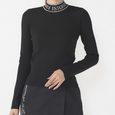 ラメロゴハイネックニットトップス 1624411016