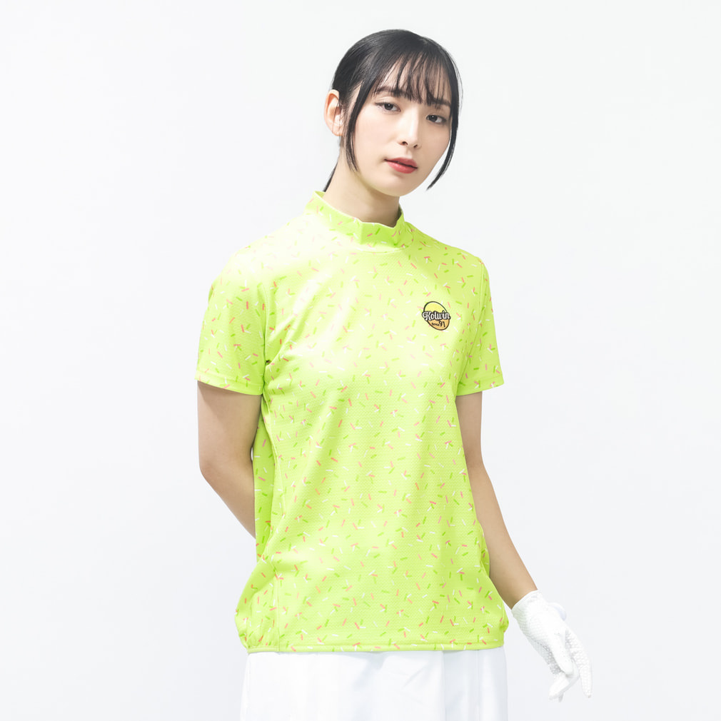 チョコチップ柄モックシャツ KO-1H2006H(ペールグリーン-M)