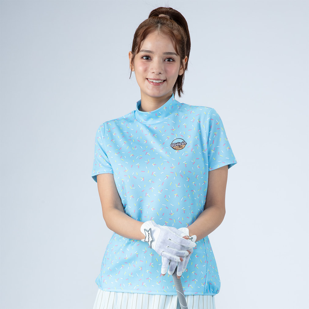 チョコチップ柄モックシャツ KO-1H2006H(ペールブルー-M)