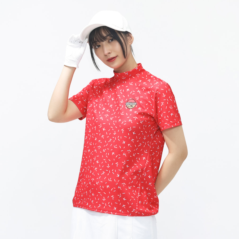 チョコチップ柄モックシャツ KO-1H2006H(ローズ-M)