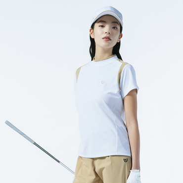 遮熱UVカット鹿の子切替半袖モックシャツ TR-1H2115H(ホワイト-M)