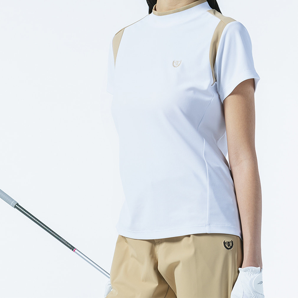 遮熱UVカット鹿の子切替半袖モックシャツ TR-1H2115H