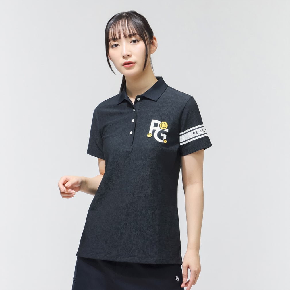 お値下げ❣️新品❣️パーリーゲイツ　PGG 黒 ポロシャツ メッシュ素材 パーリーゲイツ PGG ポリエステルメッシュポロシャツブラックサイズ1