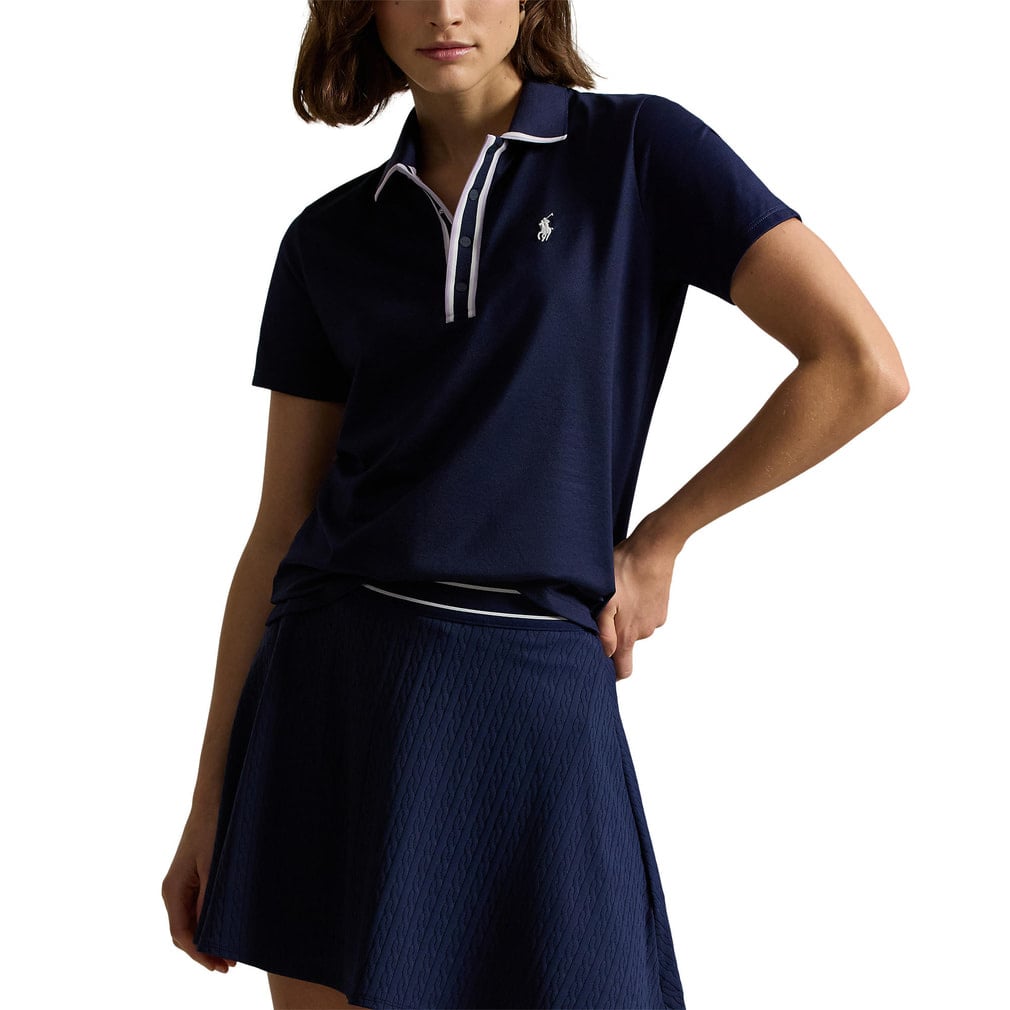 コントラストトリム テーラード フィット ジャージー ポロシャツ SP26-2659(ネイビー-XS)