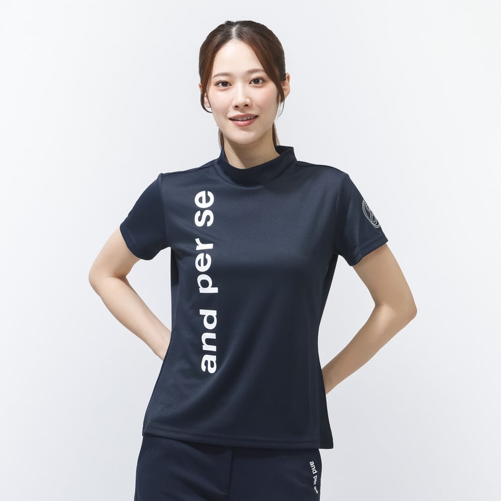 アルペン別注半袖モックネックシャツ(レディース) AFS0966V3(ネイビー-M)