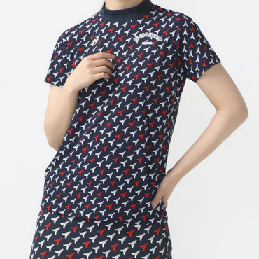 【ストレッチフォーサー】エッフェル柄モックネックシャツ QGWXJA05