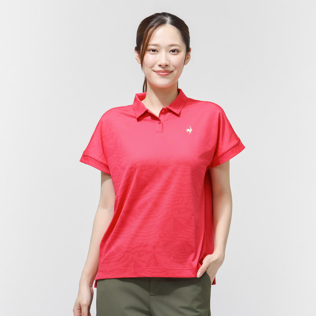 【ワイドシルエット】総柄半袖シャツ LG6SHS04L(ピンク-S)