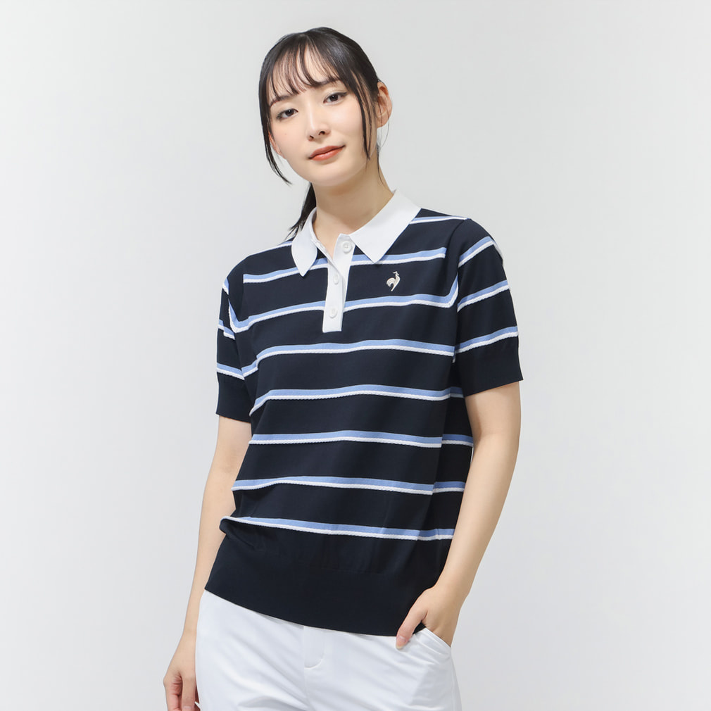 ルコック _半袖ニットシャツ LG6SST70L(ネイビー-S)