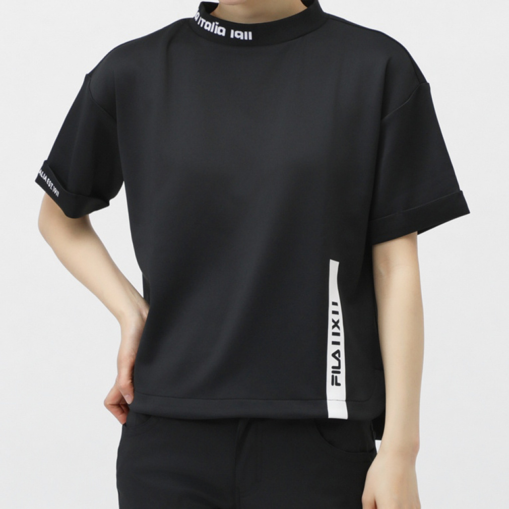 モックネックシャツ 754641(ブラック-S)