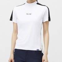 FILA GOLF モックネック 半袖シャツ ホワイト/ブラック FILA（フィラ） Tシャツ レディース ゴルフウェア トレーニングウェア