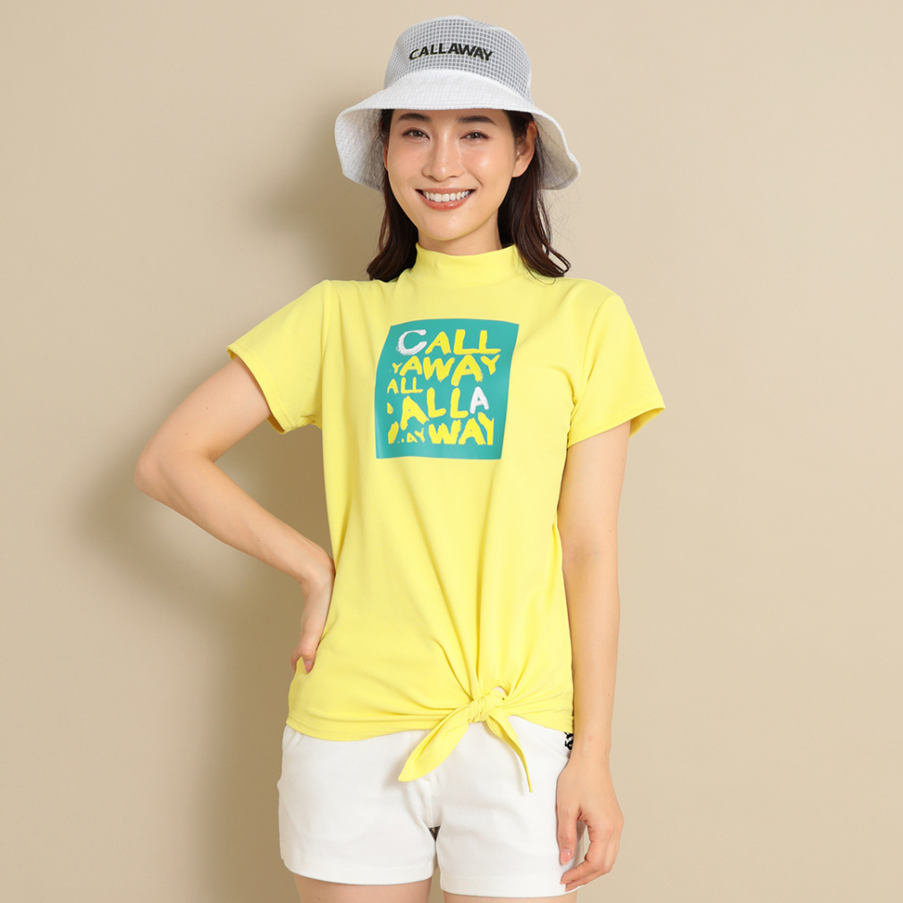 キャロウェイ レディース ゴルフウェア 半袖シャツ 春 夏 鬼カノコロゴプリントモックネックシャツ (C24134213) Callaway