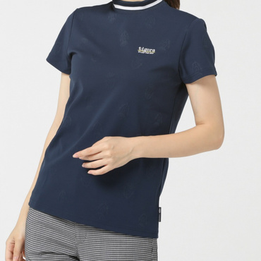 アザミジャカード 半袖モックシャツ TR-1H2503H(ネイビー-L)