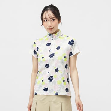 通気UVカットメッシュ総柄ハーフZIPシャツ TR-1H2545Z