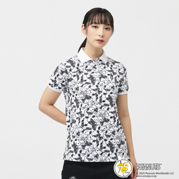 SNOOPY プライムフレックスカノコ 総柄半袖ポロシャツ 0555260034