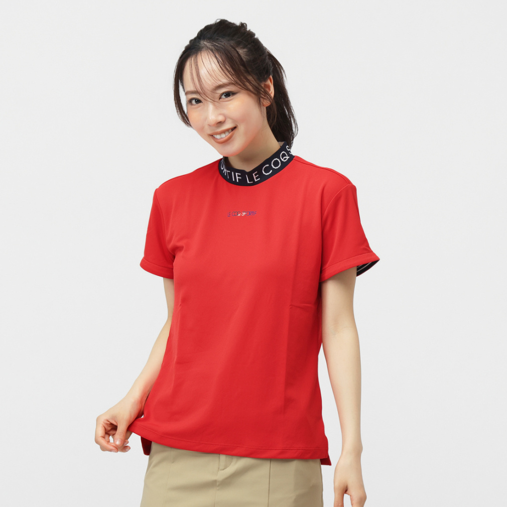 ルコックスポルティフ ゴルフ レディース ゴルフウェア 半袖シャツ 秋 冬 【ワイドシルエット】モックネック半袖シャツ (LG5FHS52L) le coq sportif GOLF