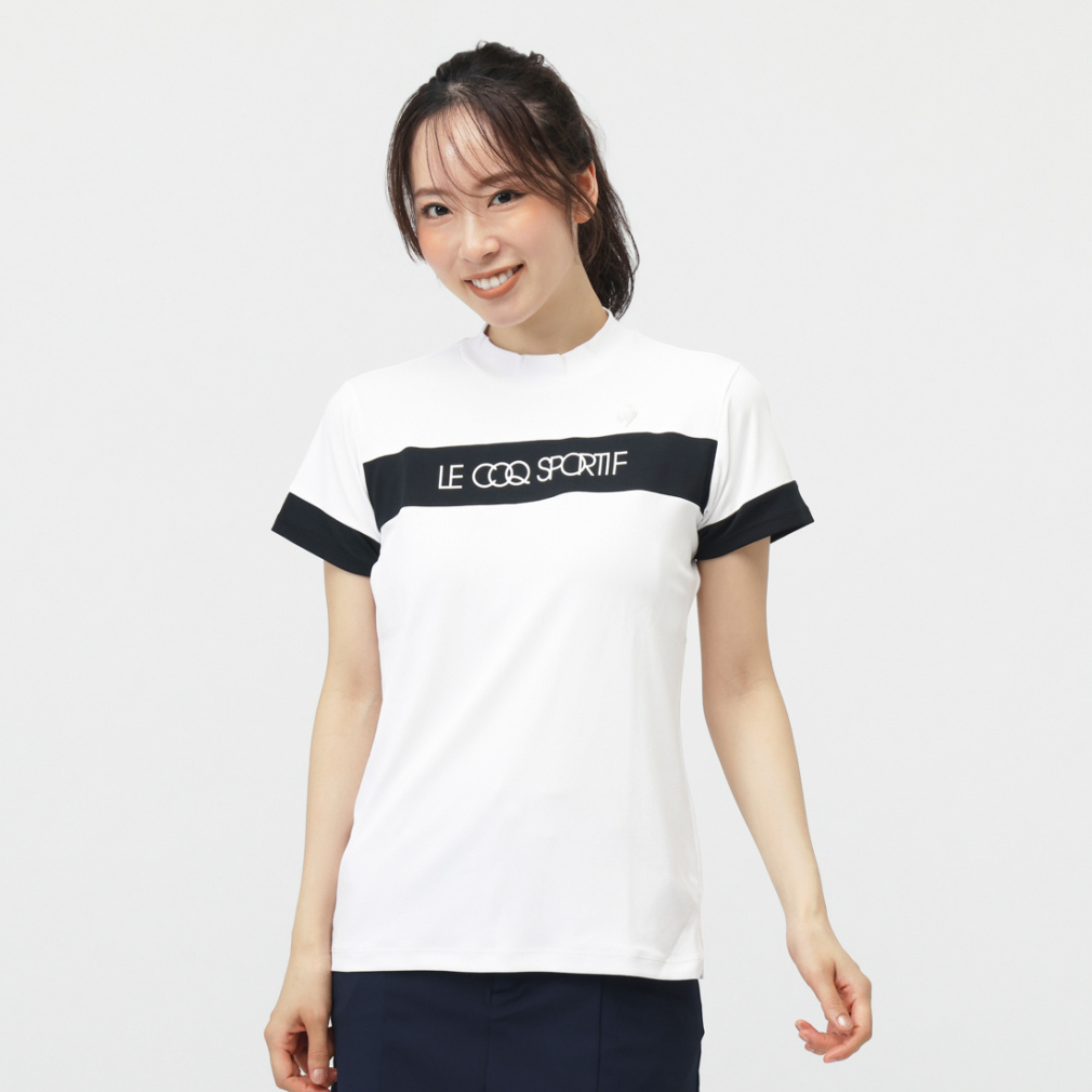 ルコックスポルティフ ゴルフ レディース ゴルフウェア 半袖シャツ 秋 冬 モックネック半袖シャツ (LG5FHS51L) le coq sportif GOLF