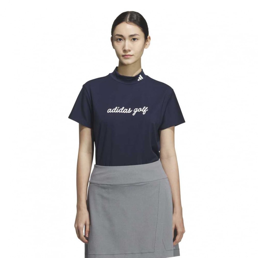 HEAT .RDY ストレッチ 半袖モックシャツ JWJ93(ネイビー-M)