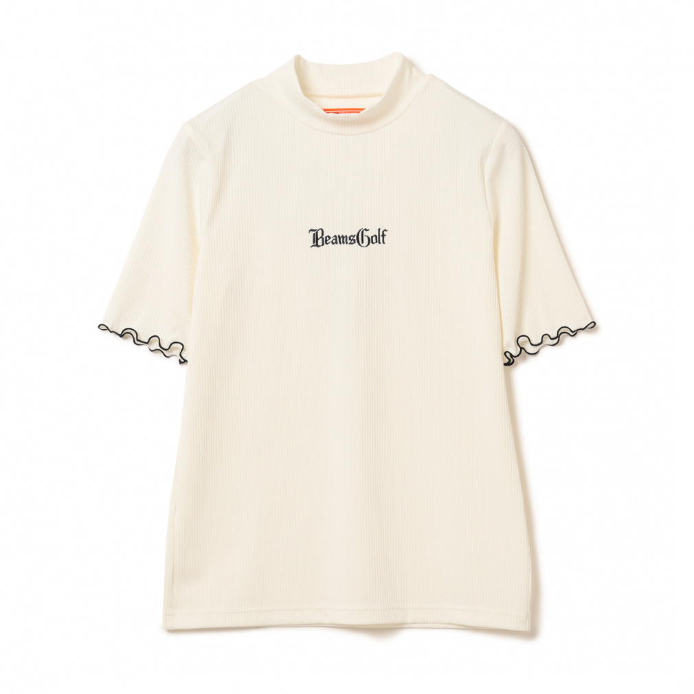 ビームスゴルフ レディース ゴルフウェア 半袖シャツ 秋 冬 ORANGE LABEL リブ袖フリル モックネックシャツ (8303006946) BEAMS GOLF