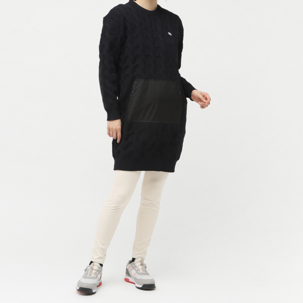 パーリーゲイツ レディース ゴルフウェア ダウンジャケット 秋 冬 地柄クルーネックニット中綿ワンピース (0554224108) PEARLY GATES