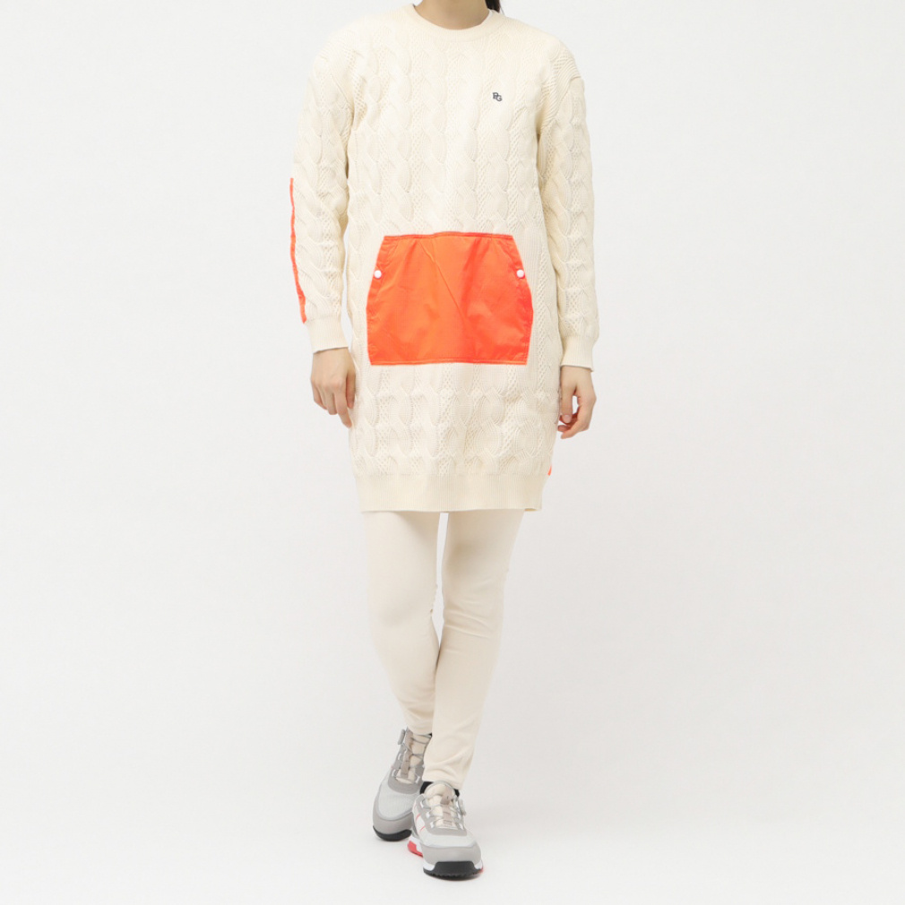 パーリーゲイツ レディース ゴルフウェア ダウンジャケット 秋 冬 地柄クルーネックニット中綿ワンピース (0554224108) PEARLY GATES